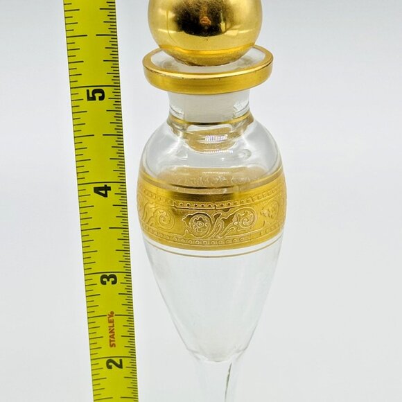 Antique Victorian Perfume Bottle Gold Accents Tear Drop Stopper 7 inch - Picture 10 of 10